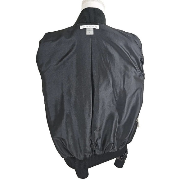 Peter Nygard ~Woman Size 8~ Black Shimmering Zip-Up Bomber Jacket Fully Lined. - Picture 6 of 12